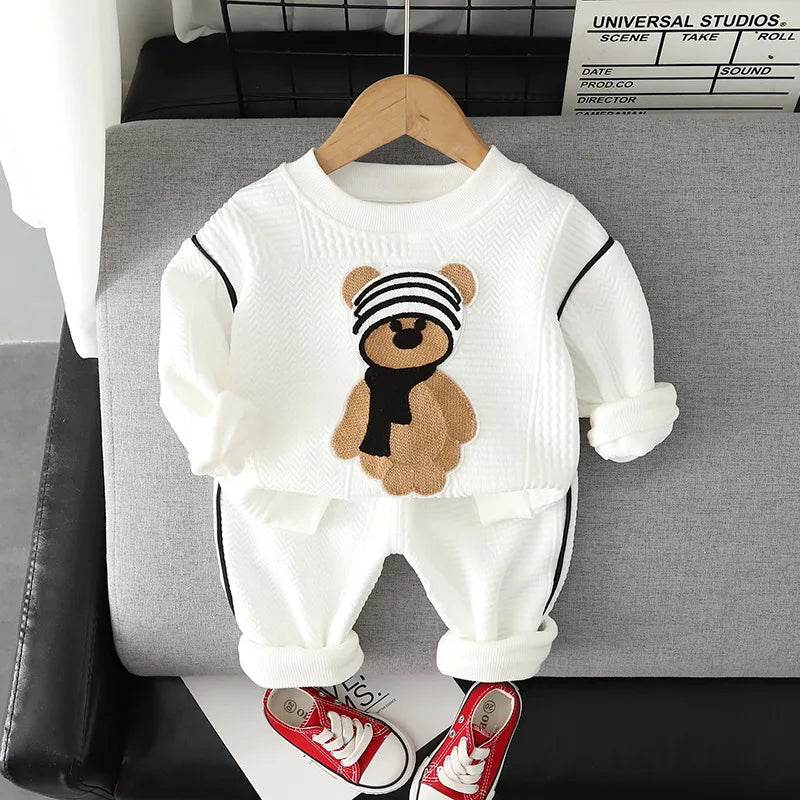 Spring Autumn Baby Boy Clothes 18 Months Cartoon O-neck Pullover Long Sleeve Hoodies Pants Toddler Outfits Girls Clothing Sets