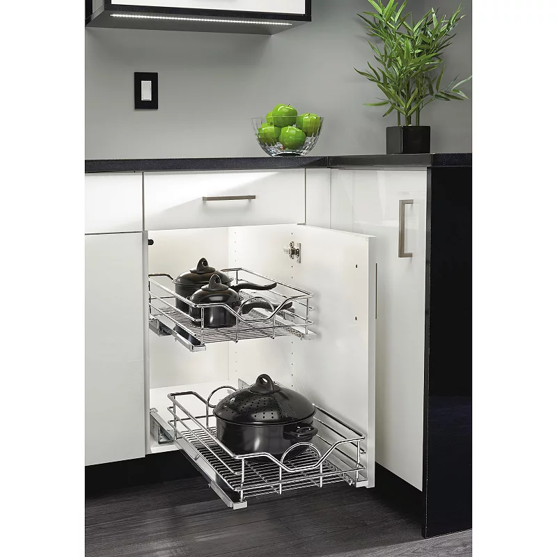 Rev-A-Shelf Pull Out Single Cabinet Basket with Soft Close， 15 x 22， 5730-15CR