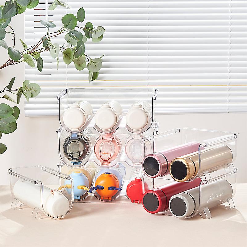 Transparent Water Bottle Organizer Stackable Bottle Storage Holder For Kitchen Vacuum Flask Holder Home Cabinet Organizer