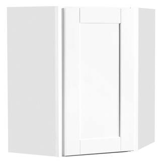 Hampton Bay Shaker Satin White Stock Assembled Diagonal Corner Wall Kitchen Cabinet (24 in. x 30 in. x 12 in.) KWD2430-SSW