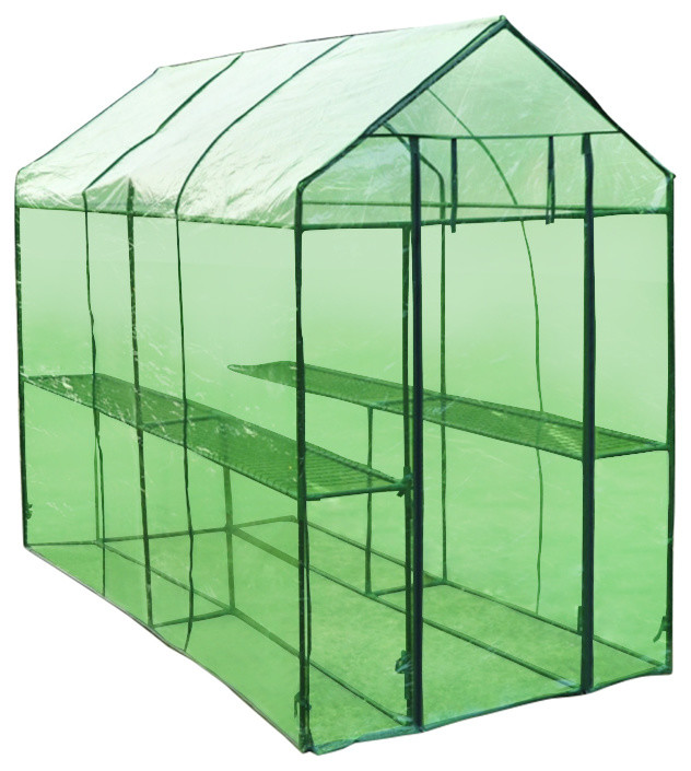 vidaXL Greenhouse Grow House Green House for Outdoor Plant Growing Steel XL   Contemporary   Greenhouses   by vidaXL LLC  Houzz