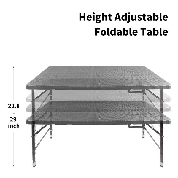 4ft Rattan Folding Table for Indoor and Outdoor