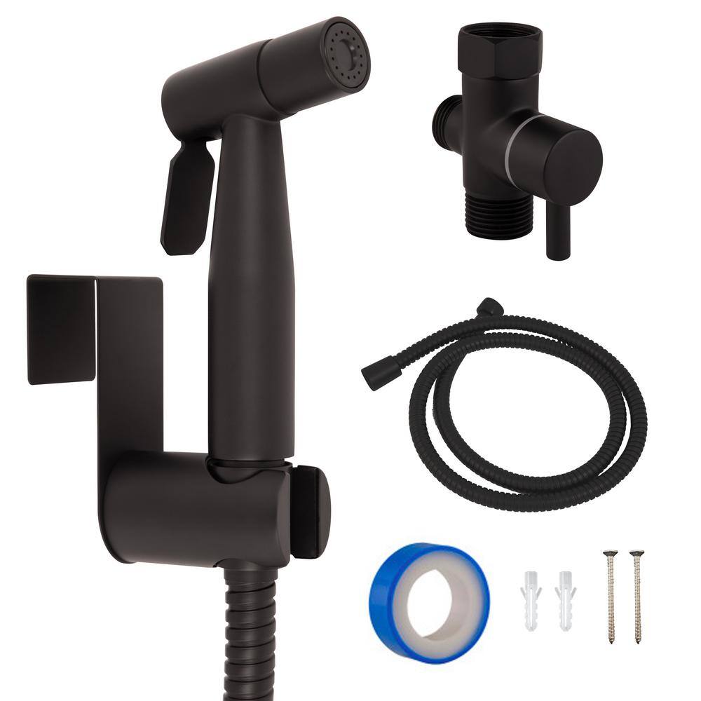 Design House Modern Single-Function Dual-Mount Hand Held Bidet Sprayer for Bathroom Matte Black 583906