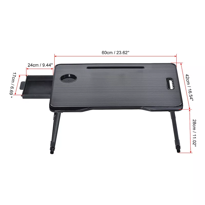 Foldable Laptop Bed Desk with Storage Drawer Tablet Slot Cup Holder