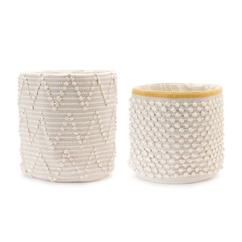 White Woven Cotton Basket (Set Of 2)