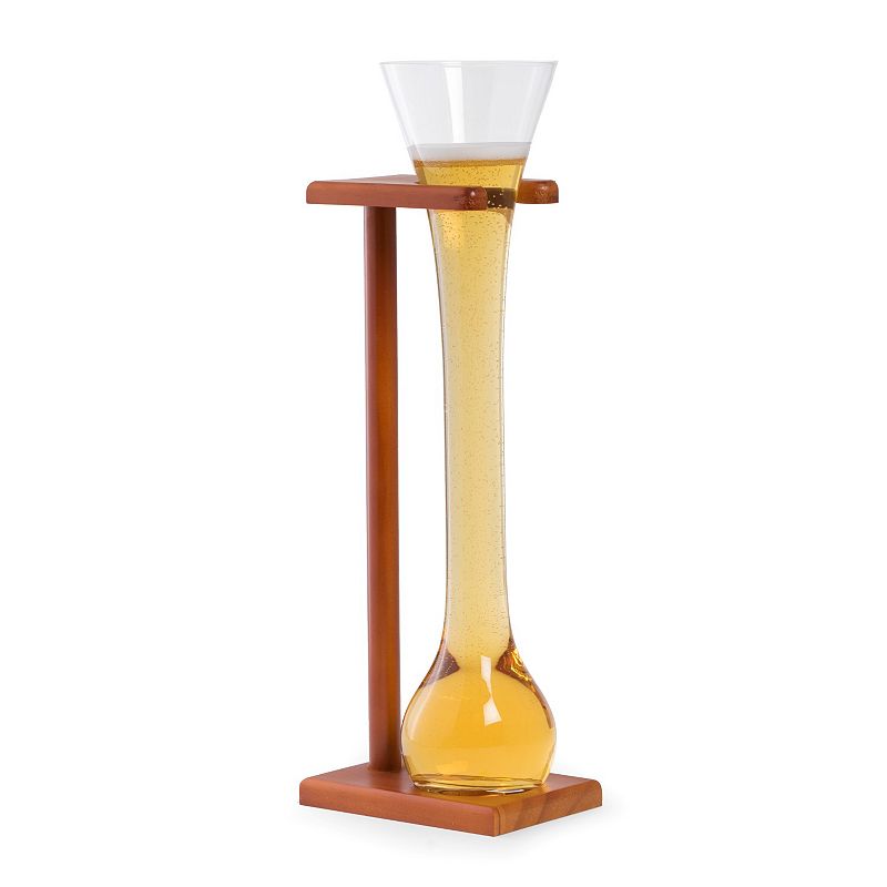 Bey-Berk Half Yard Glass With Wooden Stand 24-oz.