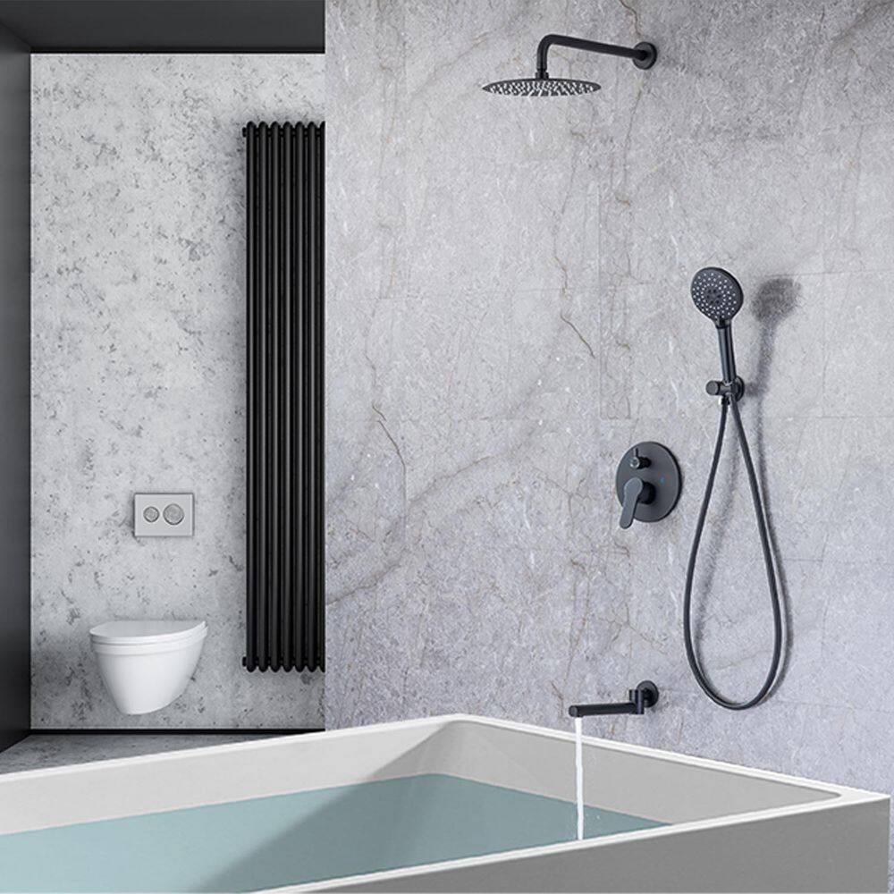 GIVING TREE Single-Handle 3-Spray Tub and Shower Faucet Combo with Hand Shower in Matte Black (Valve Included) HDYN-ZG0099