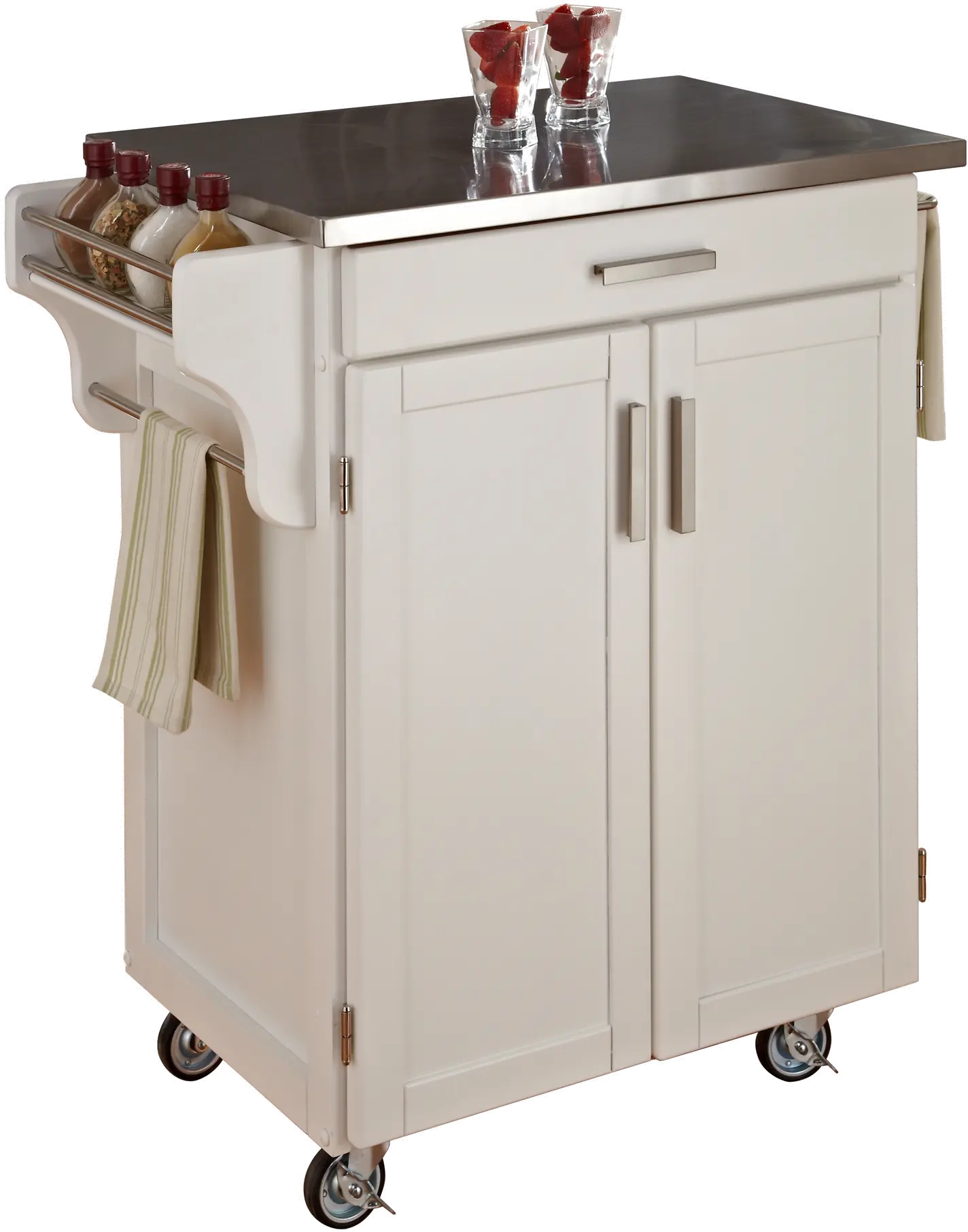 White Kitchen Cart with Stainless Steel Top - Create-a-Cart