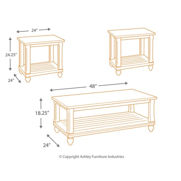 Mallacar Contemporary 3-Piece Table Set