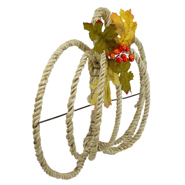 Autumn Foliage And Rope Pumpkin Thanksgiving Wall Hanging