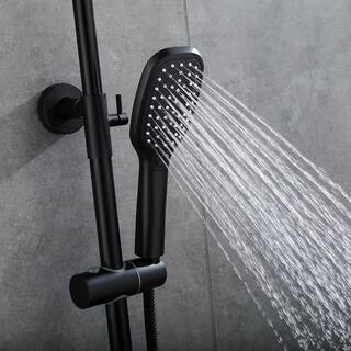 Toject Elsy 2-Spray Patterns with 2.5 GPM 10 in. Wall Mount Dual Shower Heads with Handheld Shower in Matte Black HST1002MB