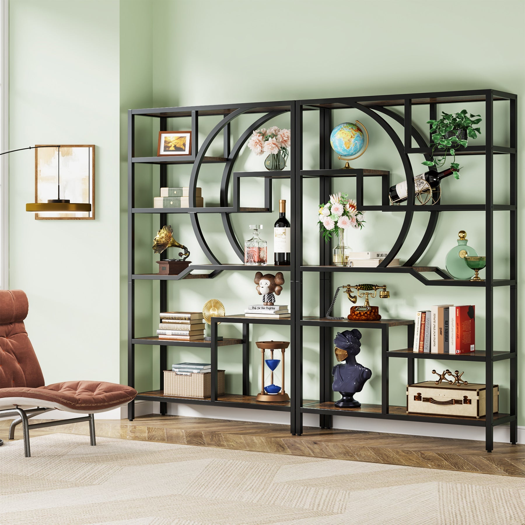 69 Tall  Bookshelf, Freestanding Etagere Bookcase Open Display Shelf