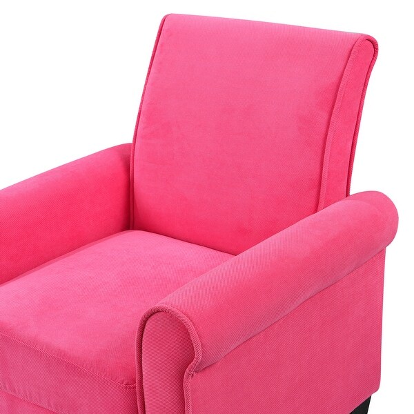 High Quality Fabric Accent Chairs， Sleek Lounge Chairs Comfy Sofa Chair， PU Leather Flared Armchair for Livingroom， Pink