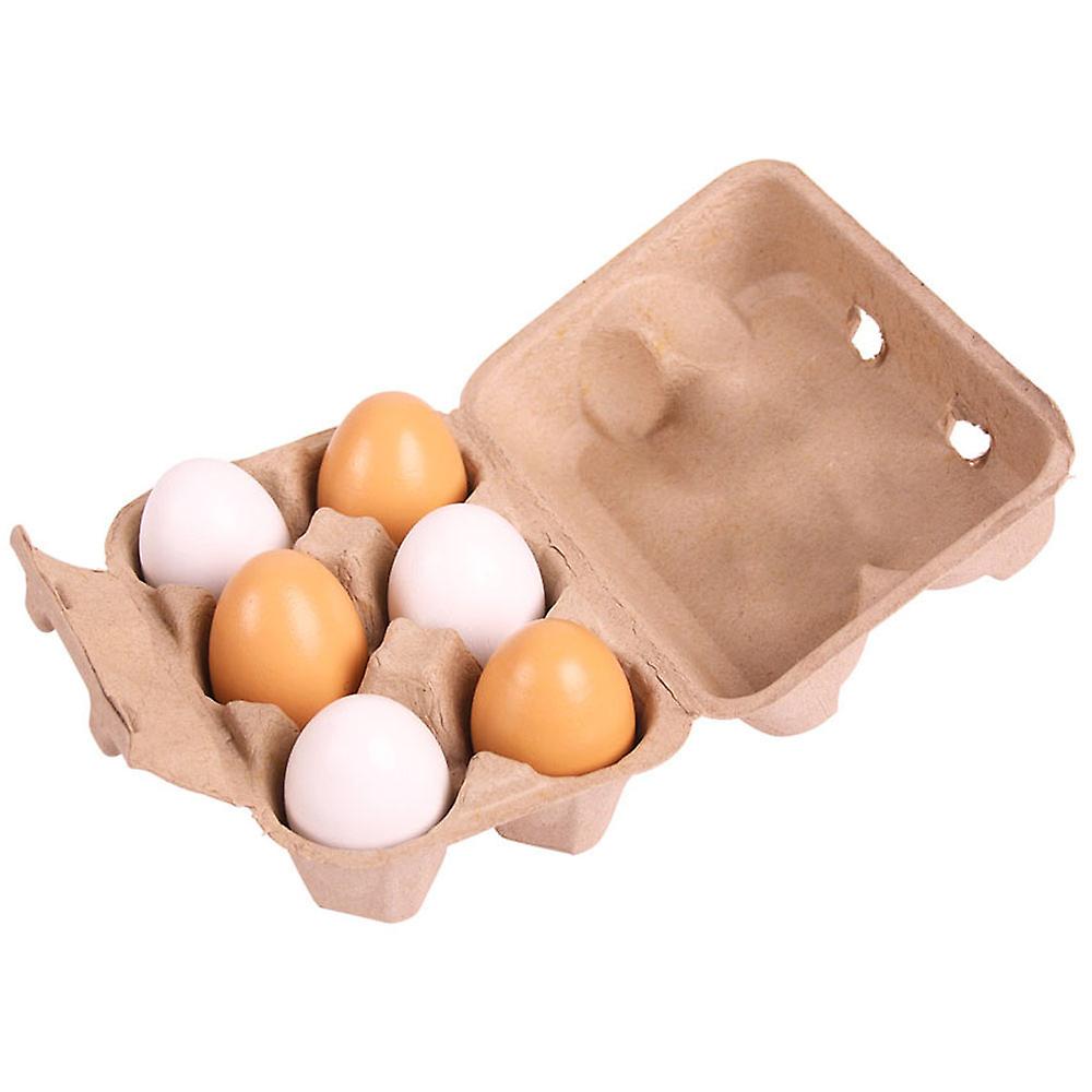 Bigjigs Toys Six Wooden Eggs in Carton Realistic Pretend Role Play Food