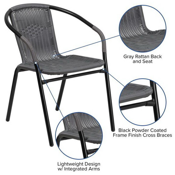 Lila 2 Pack Gray Rattan Indoor Outdoor Restaurant ...