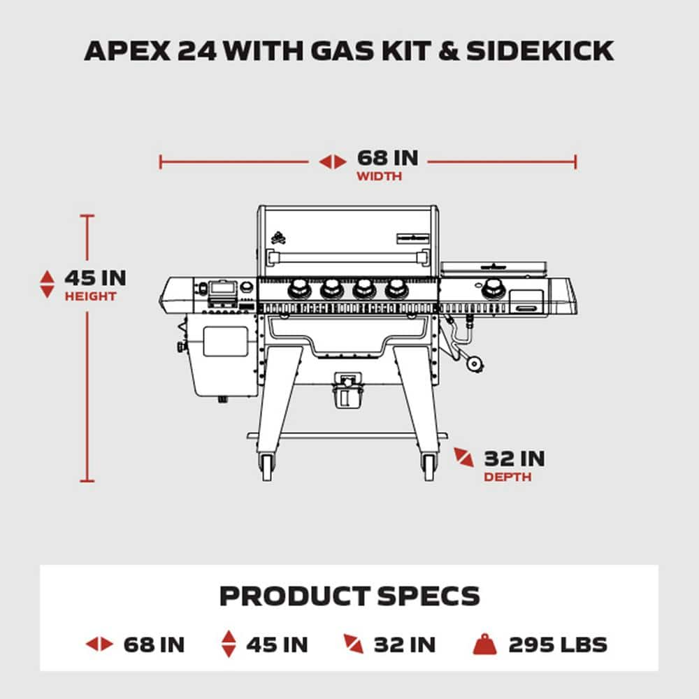 Camp Chef Apex 24 WI-FI Pellet Grill in Stainless Steel with Gas Kit and Sidekick Griddle PG24HGSK