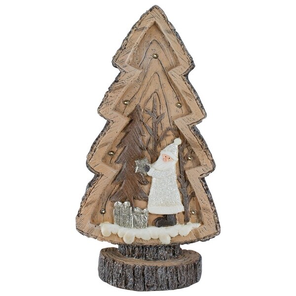 20 LED Lighted Rustic Glittered Tabletop Christmas Tree with Winter Scene