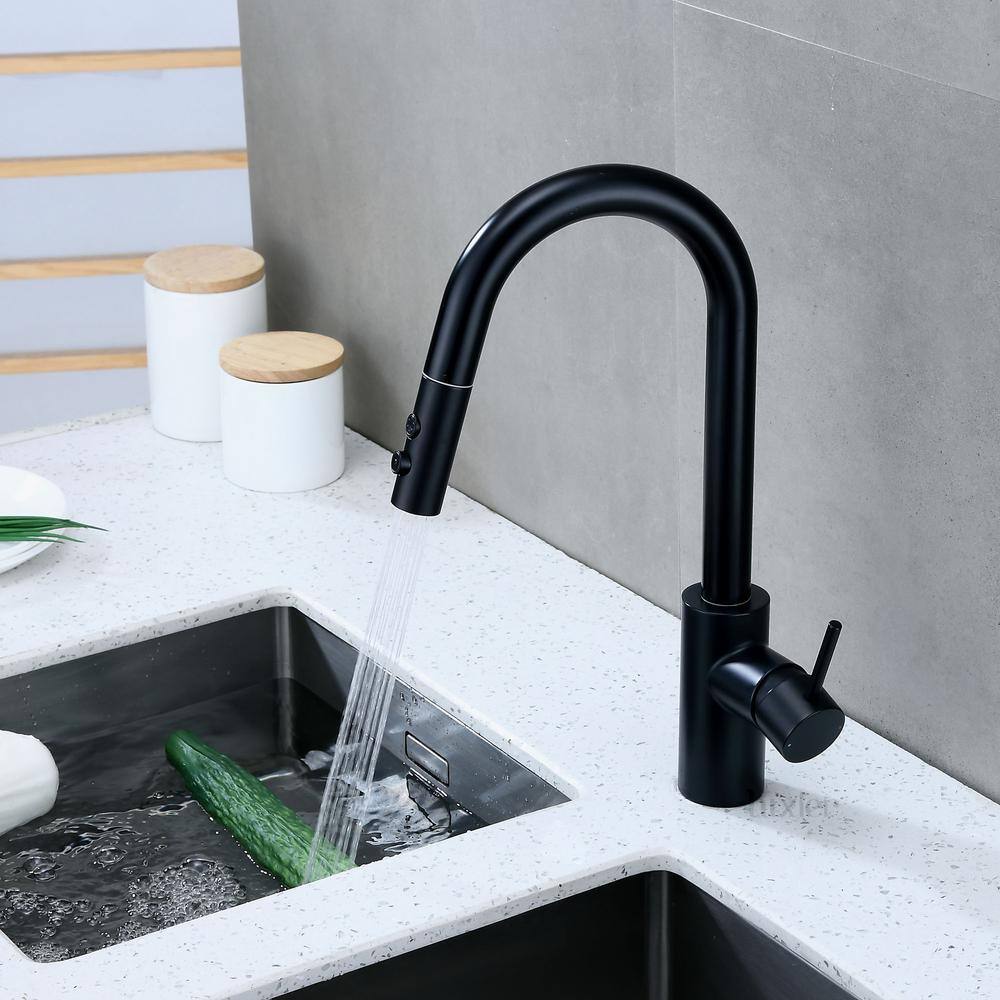 LUXIER Single-Handle Pull-Down Sprayer Kitchen Faucet with 2-Function Sprayhead in Matte Black KTS21-TM