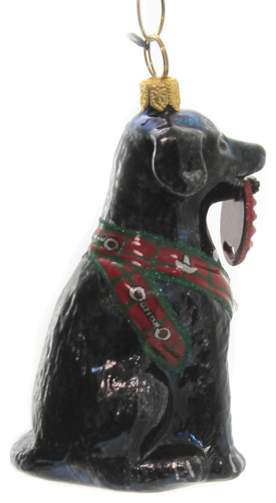 Joy To The World Black Lab In Vest Ornament Fetching Ring Dog Zkp4609blf   Christmas Ornaments   by Story Book Kids Inc  Houzz