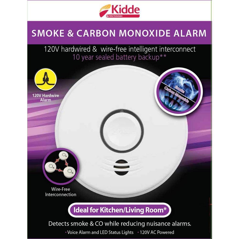 Kidde 10 Year Worry-Free Hardwired Combination Smoke and Carbon Monoxide Detector with Wire-Free Voice Interconnect 21028759