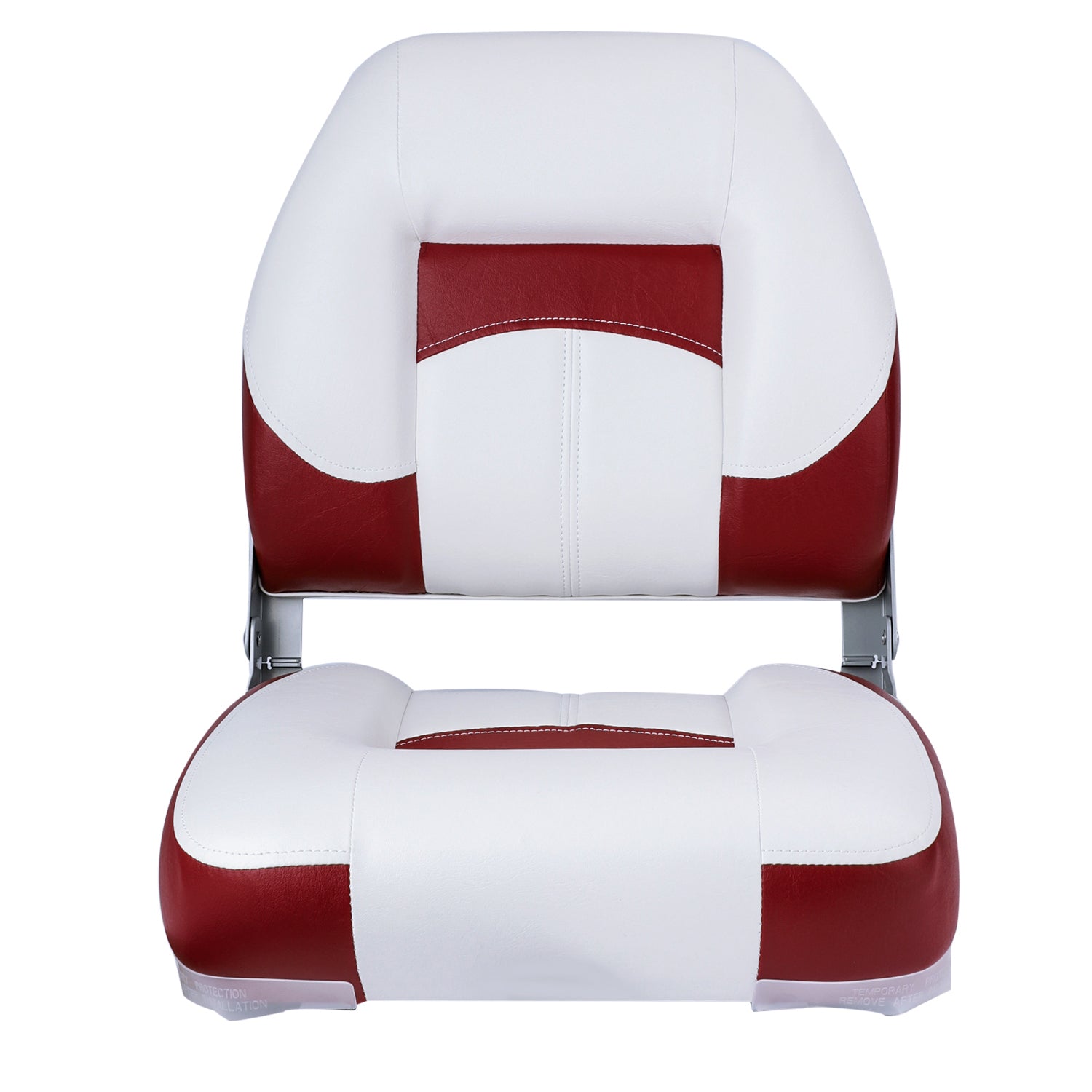 NORTHCAPTAIN Deluxe White/Wine Red Red Low Back Folding Boat Seat， 1 Seat