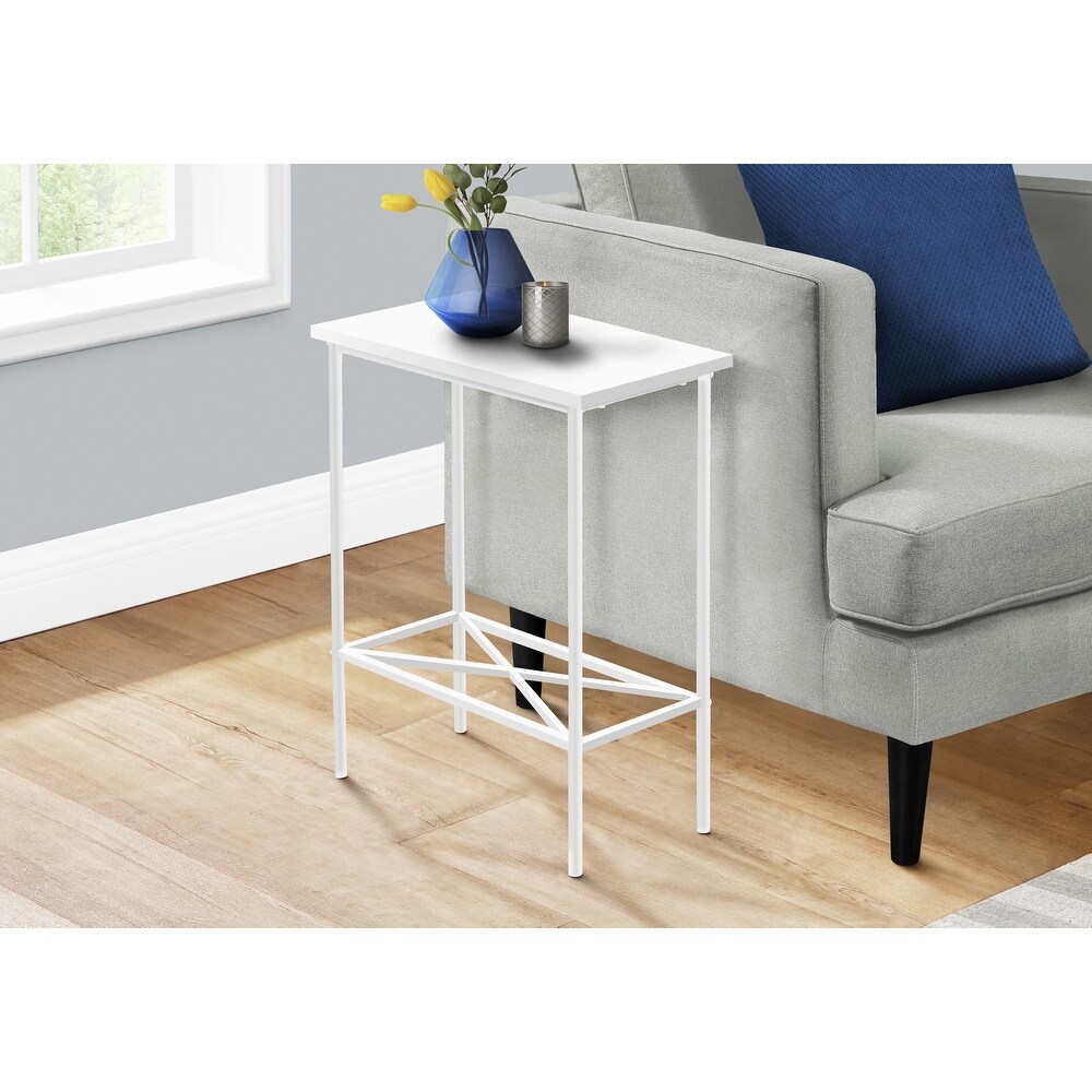 Accent Table  Side  End  Narrow  Small  2 Tier  Living Room  Bedroom  Metal  Laminate  Contemporary  Modern