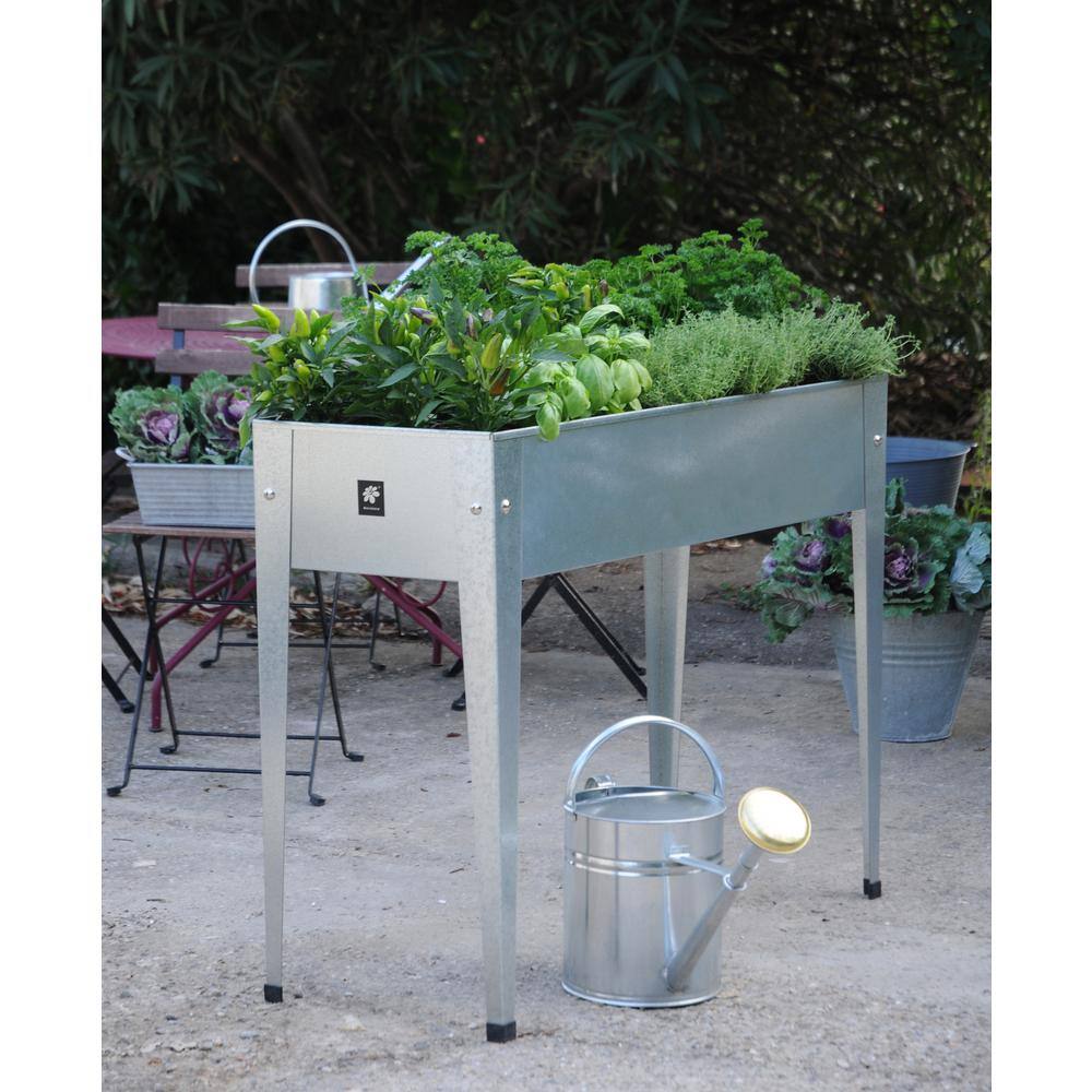 Herstera Urban Planter 39.3 in. L x 15.7 in. D x 33 in. H Silver Galvanized Steel Raised Planter HER2000