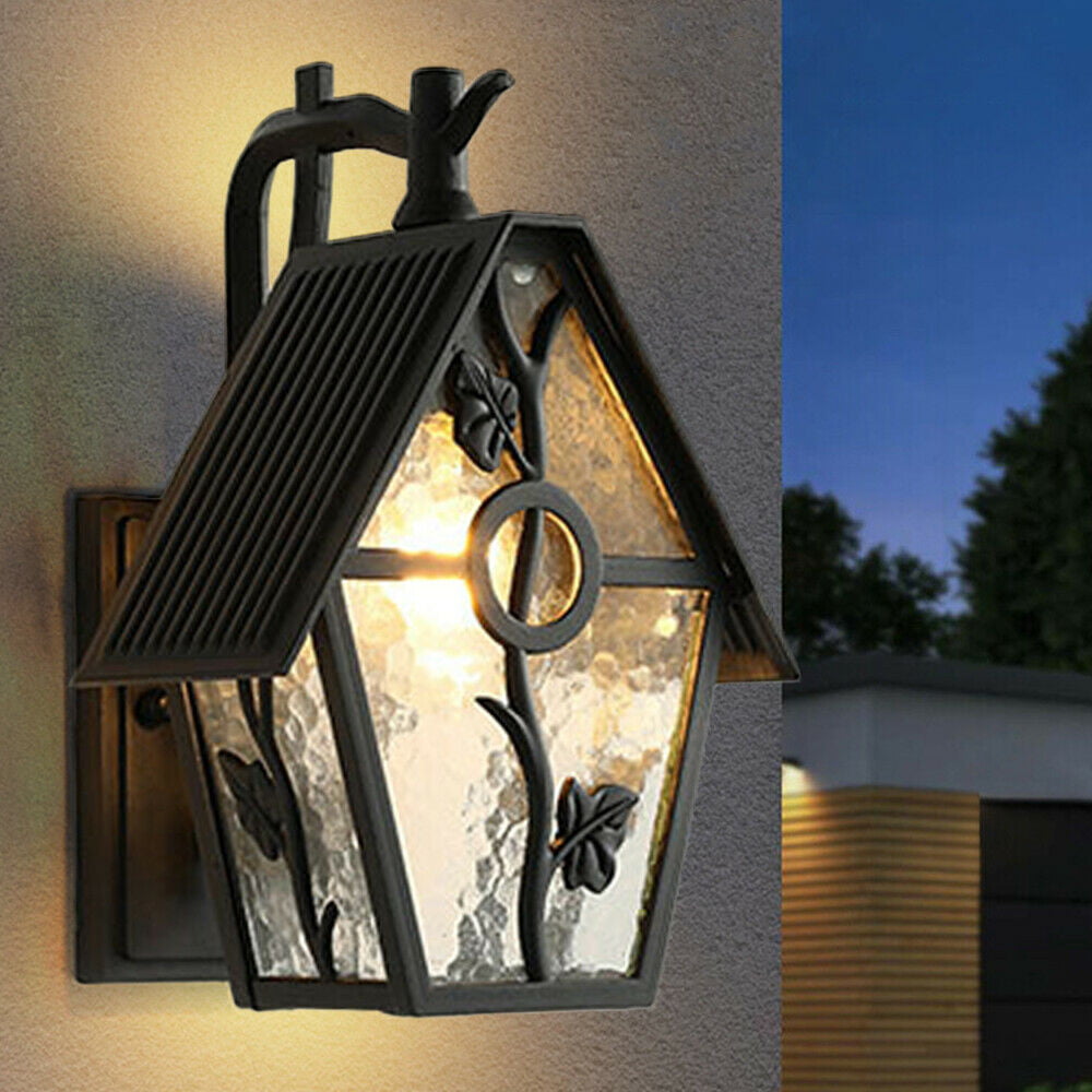 Fichiouy Retro Vintage Rustic Outdoor Wall Light Lantern Wall Mounted Sconce Lamp FIxture