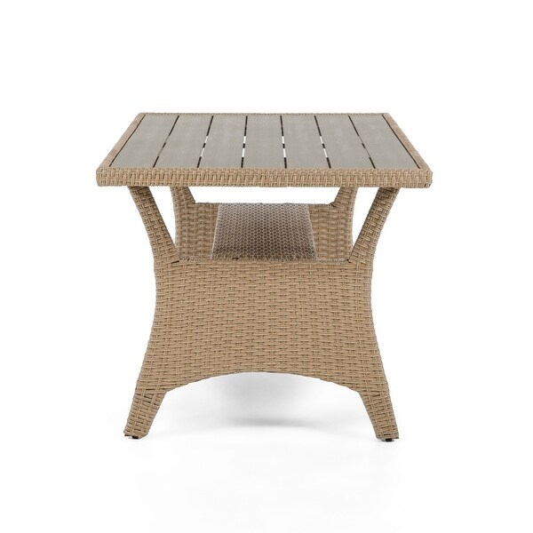 Decker Contemporary 57inch Wicker PlankStyle Outdoor Dining Table by MandL Co.