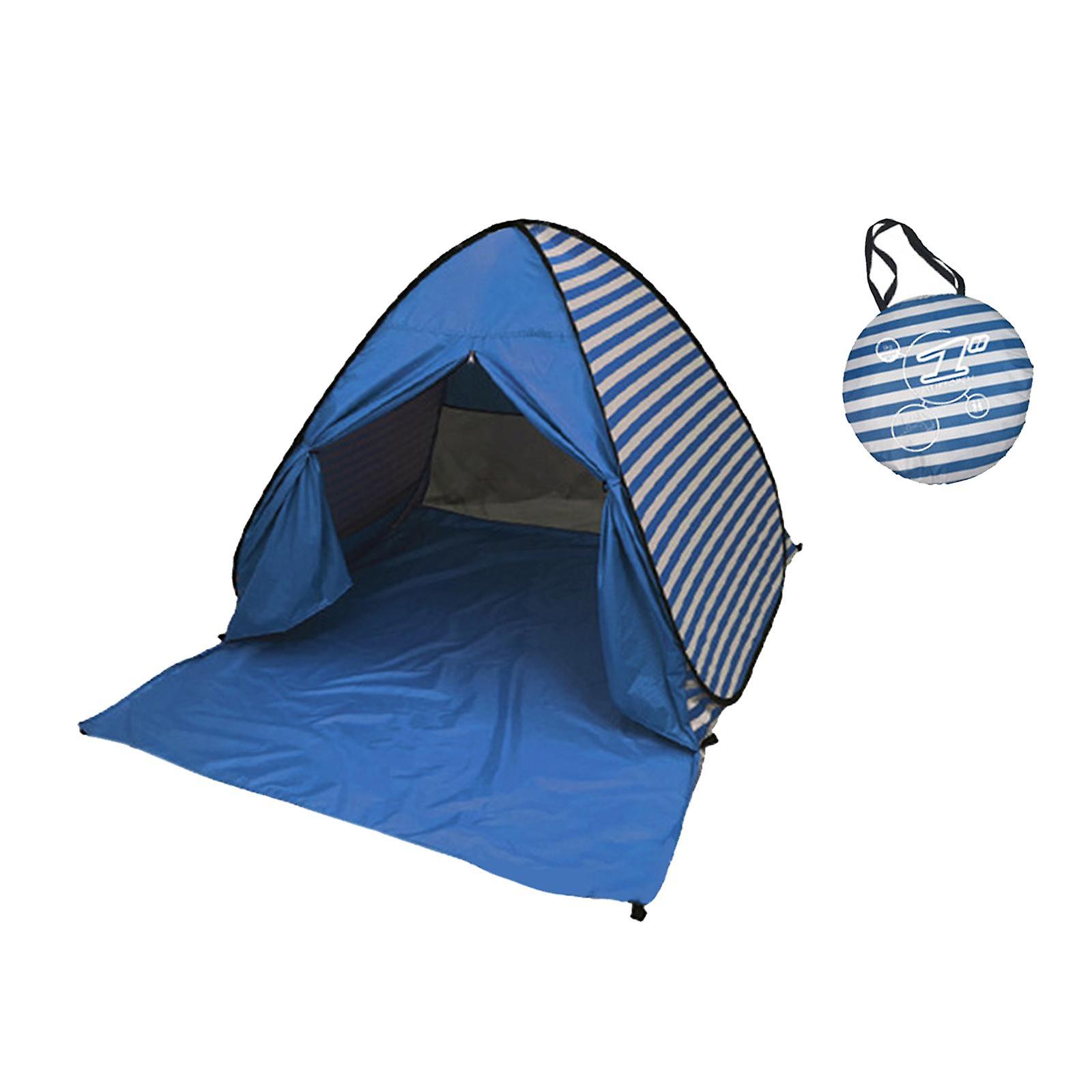 Beach Tent Easy Set Up Pop Up Tent For Fishing Family Camping Mountaineering Deep Blue Stripes L