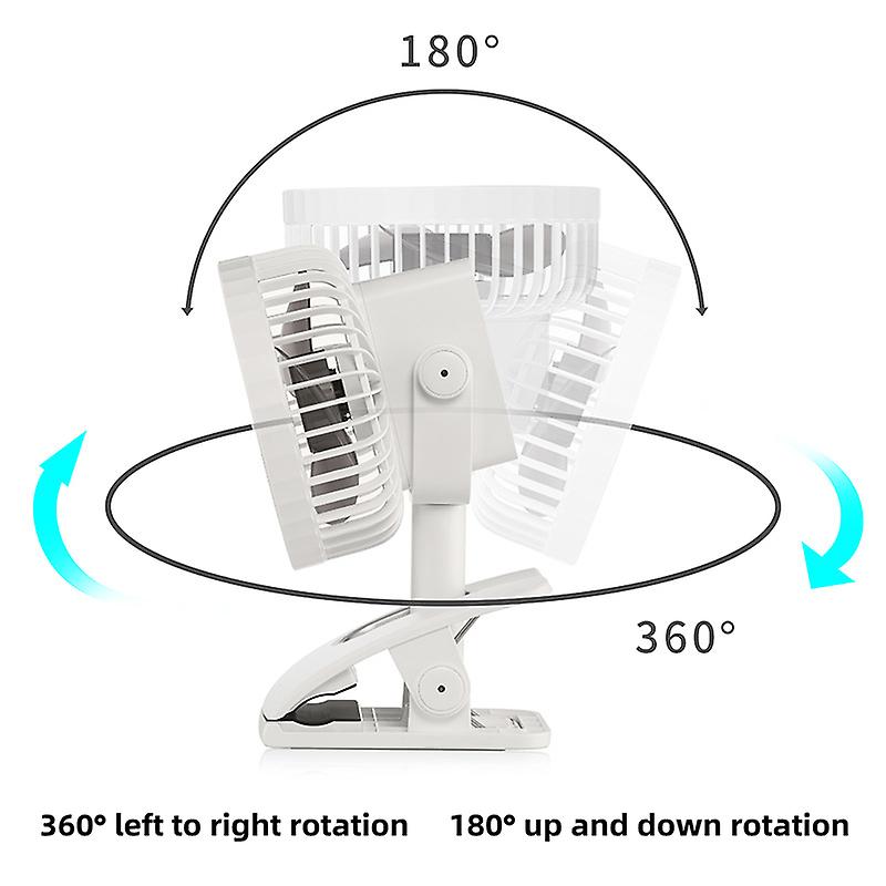 Usb Rechargeable Air Cooler Clip Fan Portable Stroller Fans 3 Speeds Adjustable 360 Rotation Home Desk Air Cooling Electric Fan