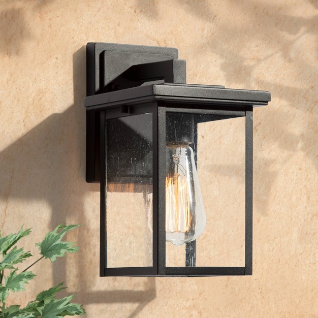 Metal seeded Glass Square Outdoor Wall Light Matte Black Lnc