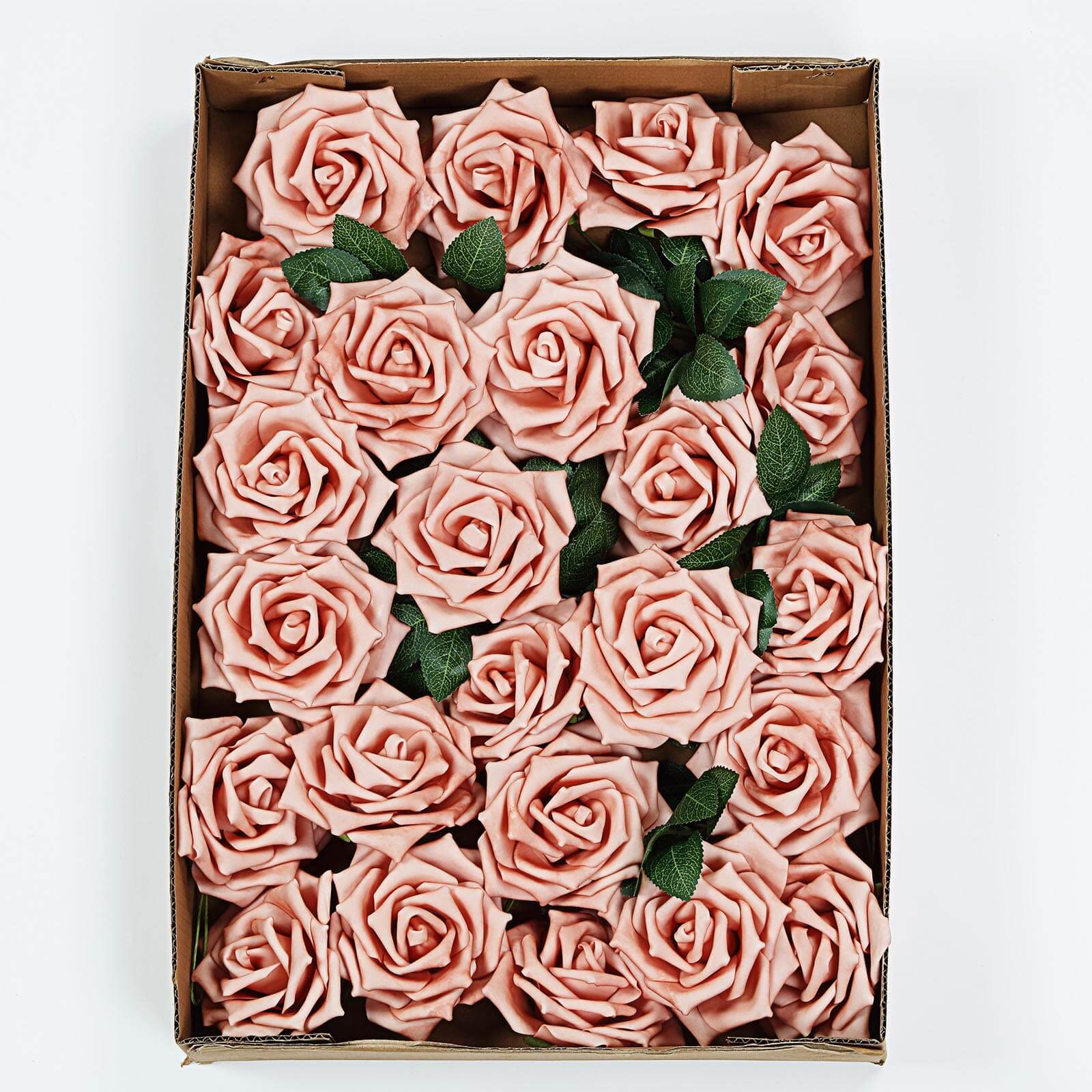 24 Roses Dusty Rose Artificial Foam Flowers With Stem Wire and Leaves 5