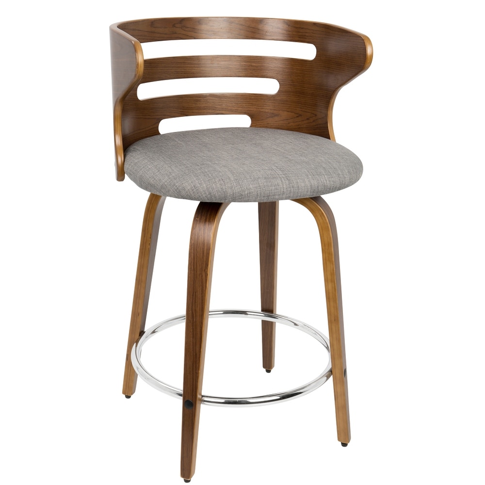 Wooden Counter Stool with Swivel and Back  Set of 2