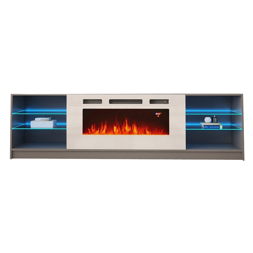 Boston WH01 79 inch Modern Electric Fireplace TV Stand
