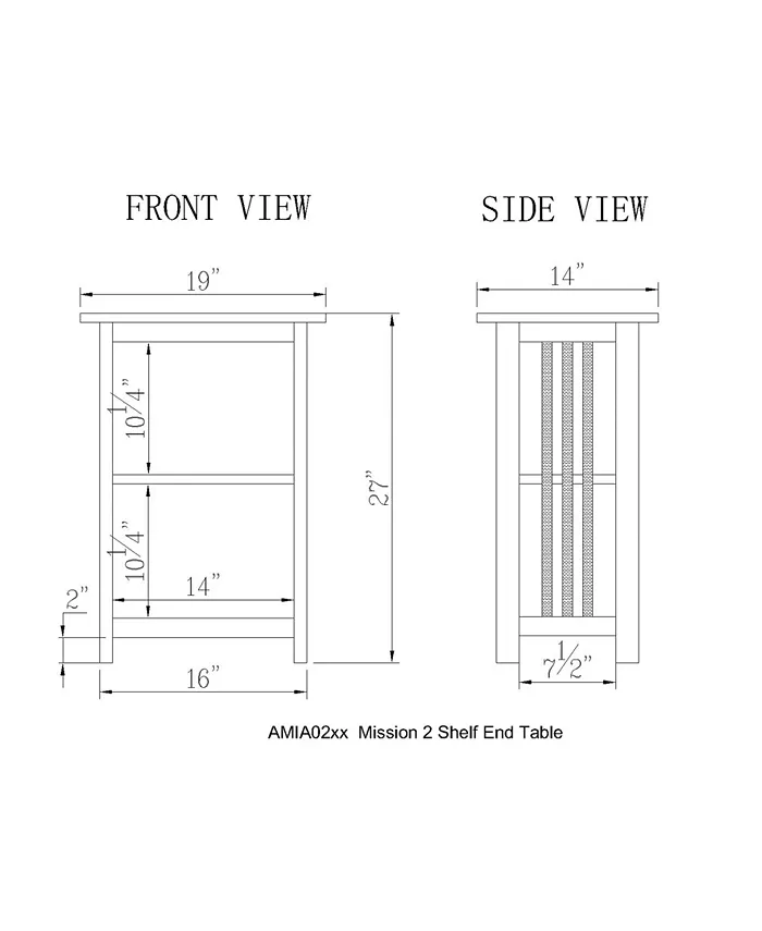 Alaterre Furniture Mission 2 Shelf End Table Cherry