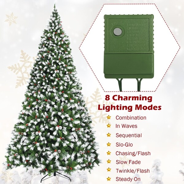 Costway 6ft/7.5ft/9ft Prelit Snowy Christmas Tree 818/1398/2058 Tips