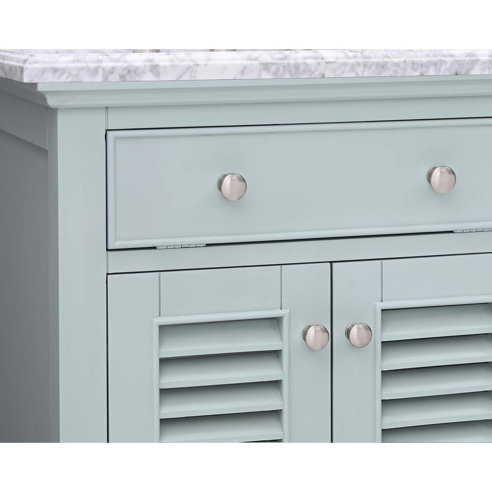 Home Decorators Collection Fallworth 37 in. W x 22 in. D x 35 in. H Bathroom Vanity in Light Green with Carrara White Marble Top 19115-VS37-LG