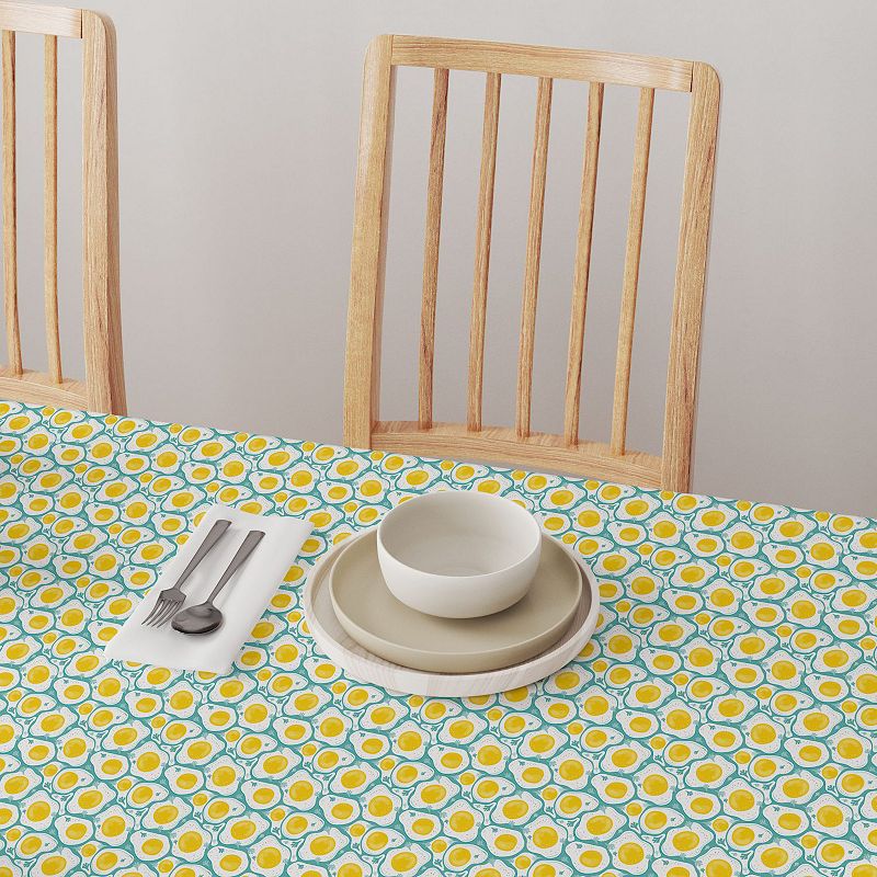 Round Tablecloth， 100% Cotton， 60 Round， Brunch Time Eggs