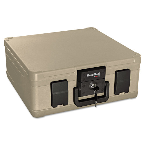 SureSeal Fire and Waterproof Chest， 0.27 cu ft， 15.9w x 12.4d x 6.5h， Taupe (SS103)