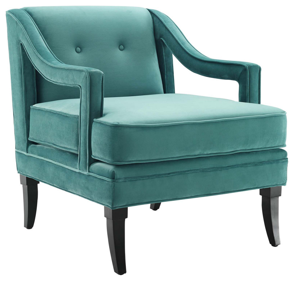 Remi Teal Button Tufted Performance Velvet Armchair   Contemporary   Armchairs And Accent Chairs   by V.S.D Furniture  Houzz