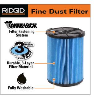 RIDGID 3-Layer Fine Dust Pleated Paper Filter for Most 5 Gallon and Larger RIDGID WetDry Shop Vacuums (2-Pack) VF5200