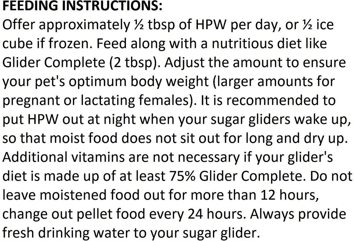 Exotic Nutrition HPW Original Honey Sugar Glider Food， 12-oz jar