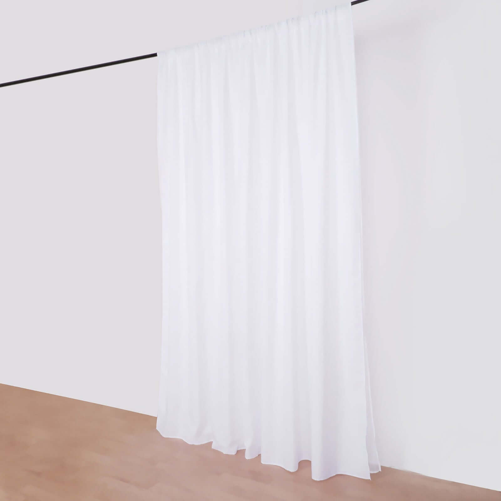 White Chiffon Polyester Backdrop Drape Curtain, Dual Layer Event Divider Panel with Rod Pockets - 10ftx10ft