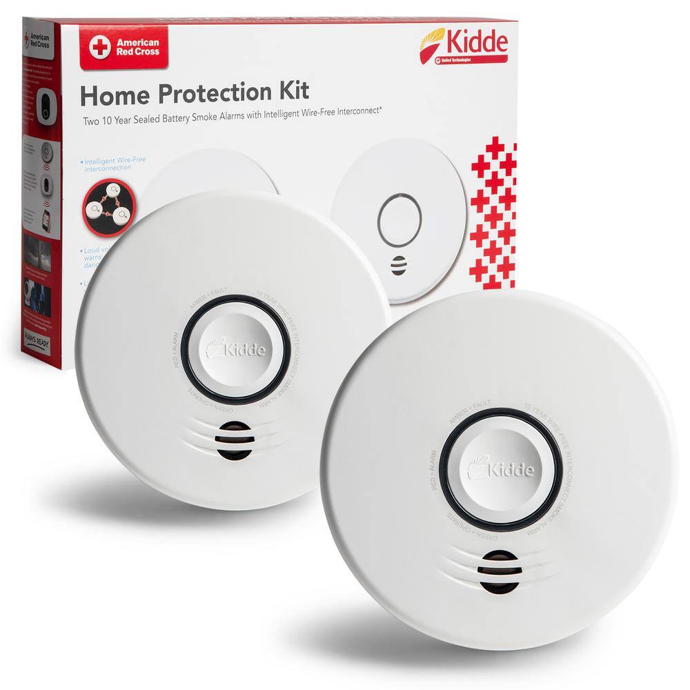 Kidde 10 Year Worry-Free Sealed Battery Smoke Detector with Intelligent and Wire-Free Voice Interconnect (2-Pack) 21028749