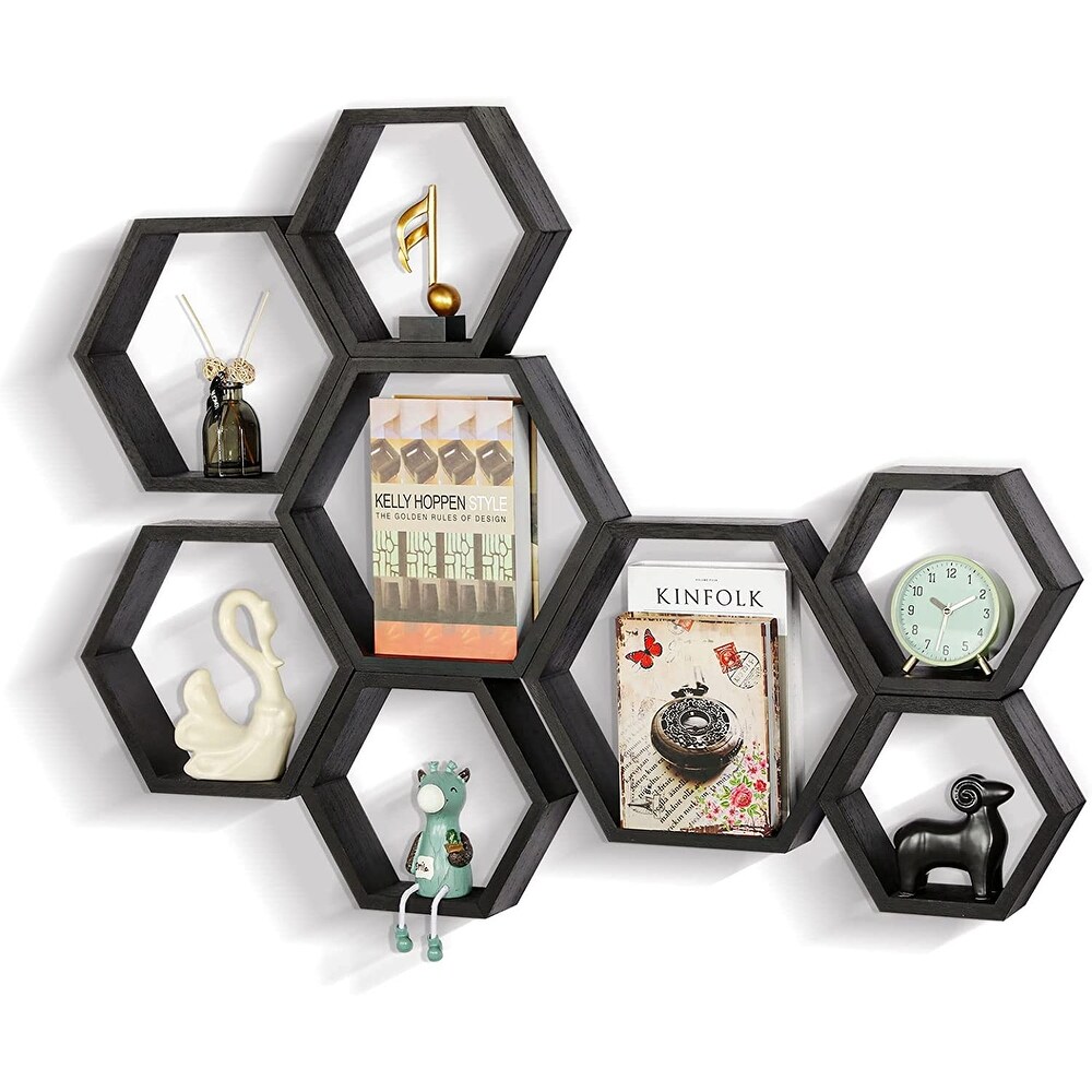 Wall Mounted Hexagon Floating Shelves