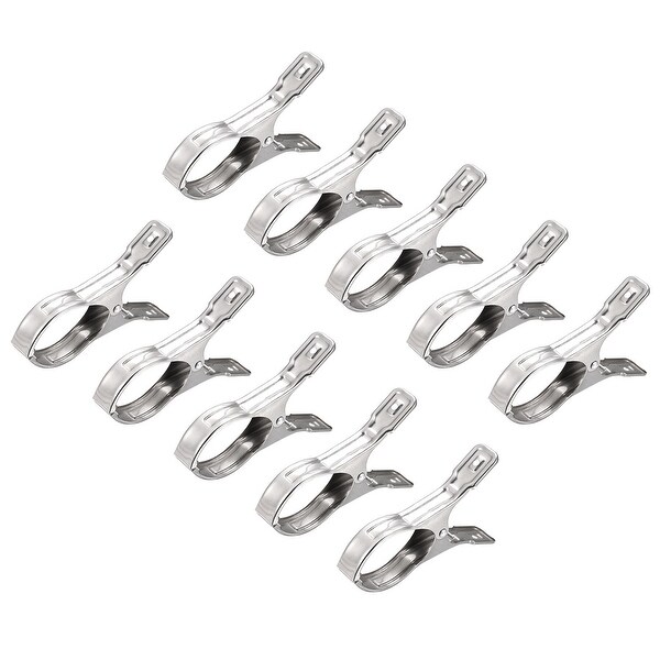 145mm Tablecloth Clips for Fixing Table Cloth Hanging Clothes， 10Pcs - Silver Tone