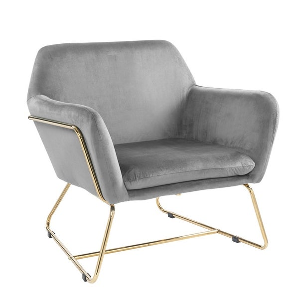 Modern Upholstered Velvet Accent Chair Armchair with Metal Base - 30