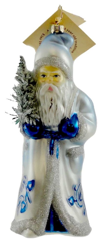 Gabriela Christoff WINTER JOURNEY Blown Glass Christmas Ornament Santa SR3   Contemporary   Christmas Ornaments   by Story Book Kids Inc  Houzz