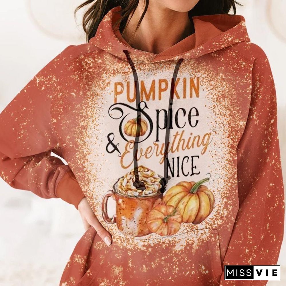 Trendy Long Sleeve Alphabet And Pumpkin Print Hoodie